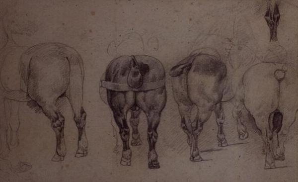 Caballos con arneses de Theodore Gericault