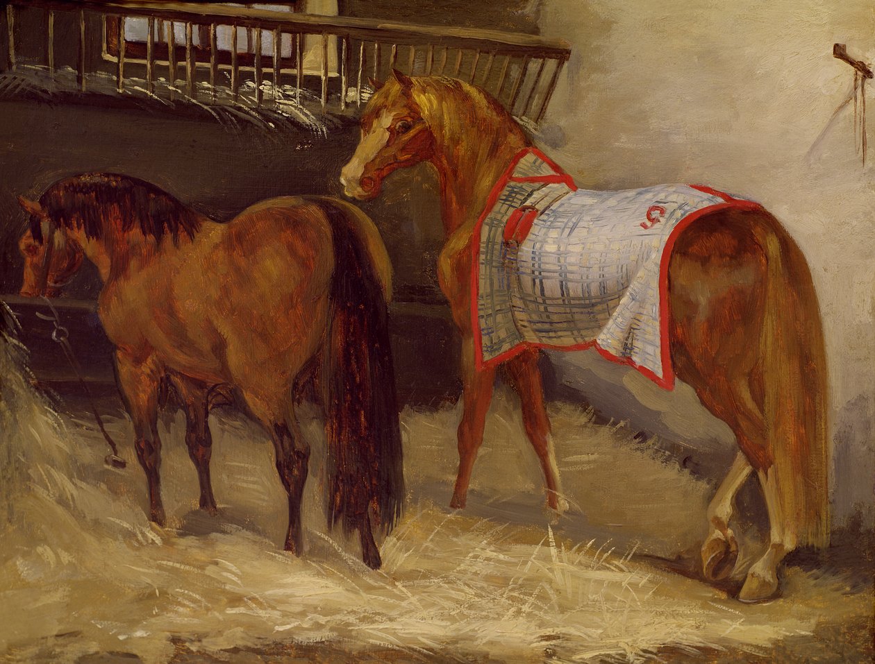 Caballos en los establos de Theodore Gericault