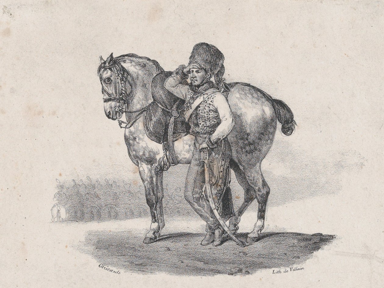La trompeta de los húsares, 1823 de Theodore Gericault