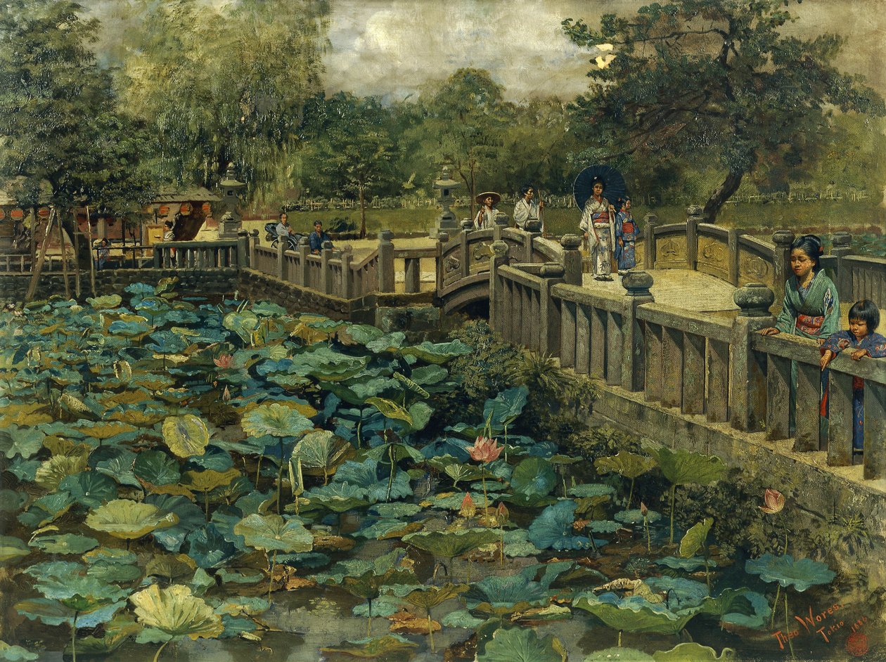 Estanque de lotos, Shiba, Tokio de Theodore Wores