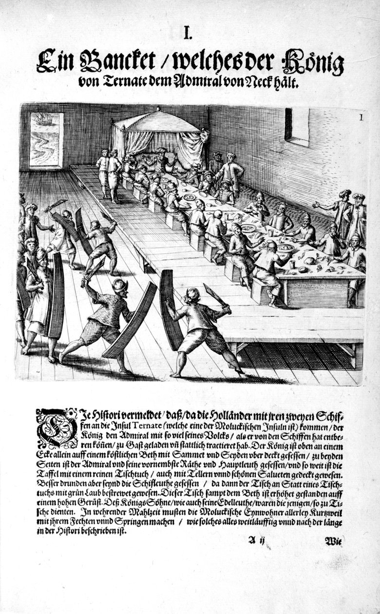 Banquete con el Rey, 1606 de Theodore de Bry