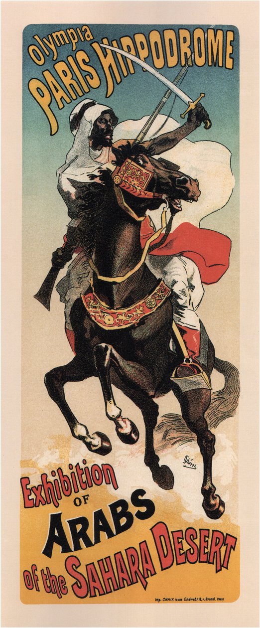 Hipódromo de París Olympia: Exhibición de árabes de Théophile Alexandre Steinlen