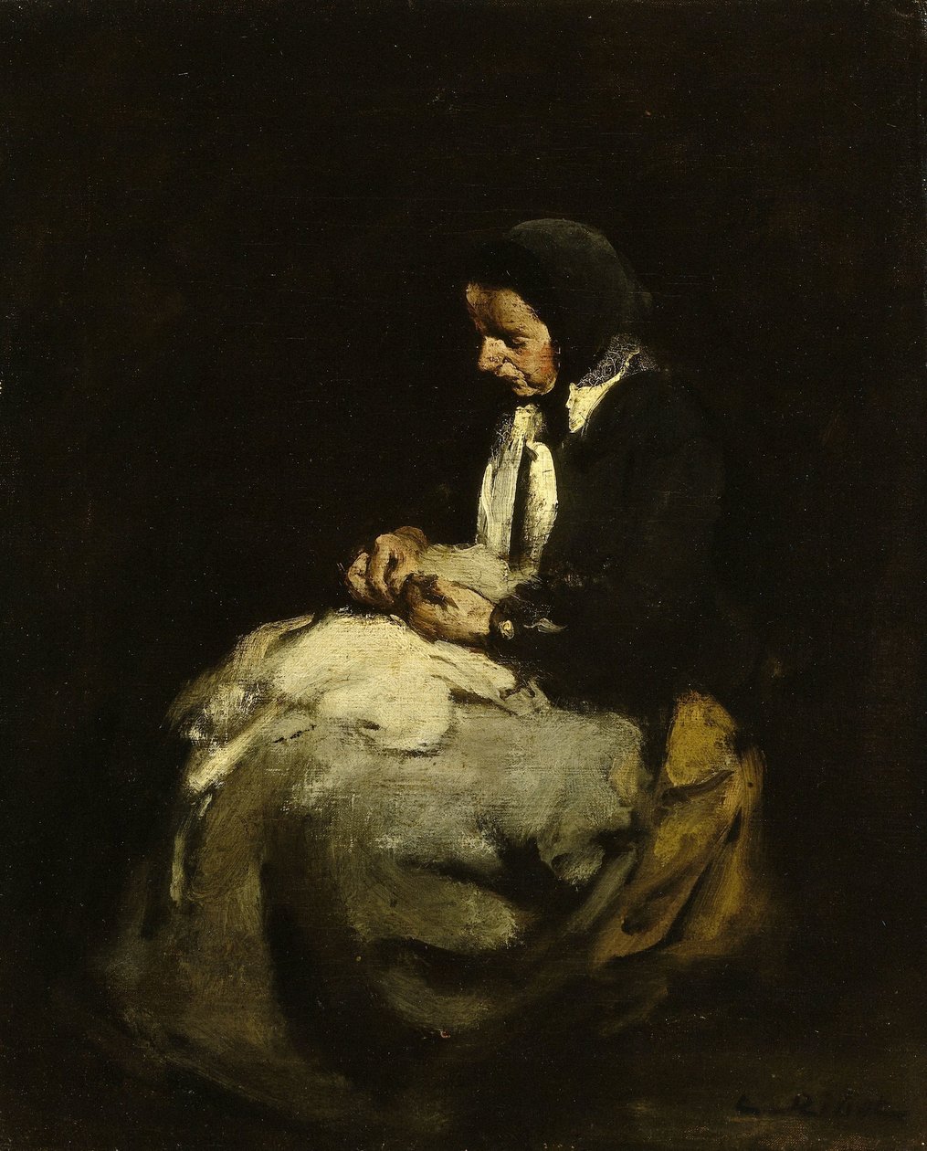 Mujer cosiendo de Théodule Augustin Ribot
