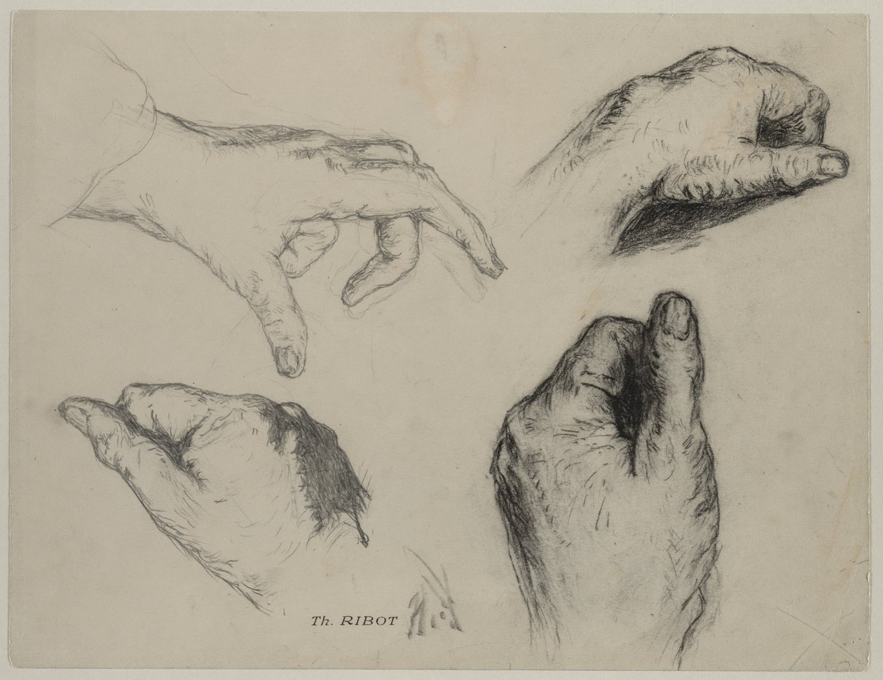 Estudio de manos (recto), 1800s de Auguste Theodule Ribot