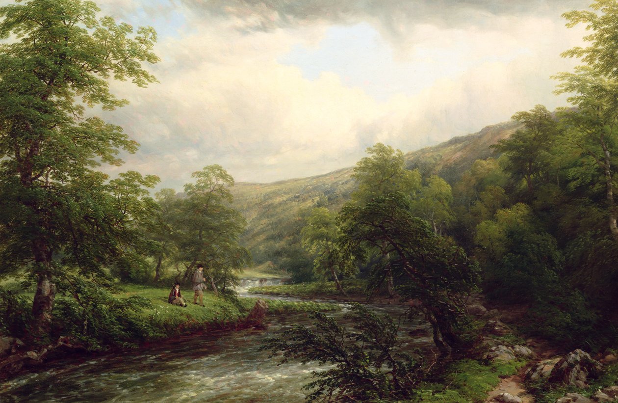 Pescando en el Dee, 1861 de Thomas Baker