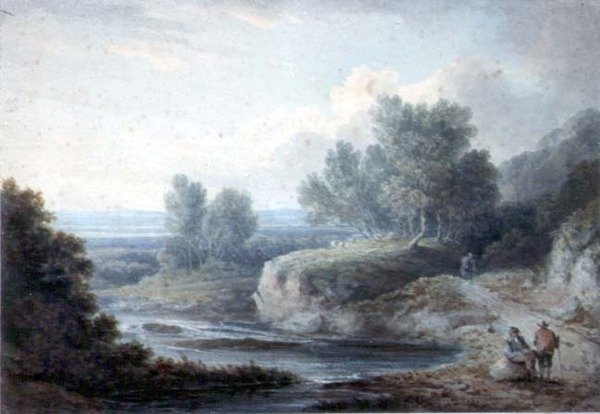 Escena fluvial con figuras de Thomas Barker of Bath