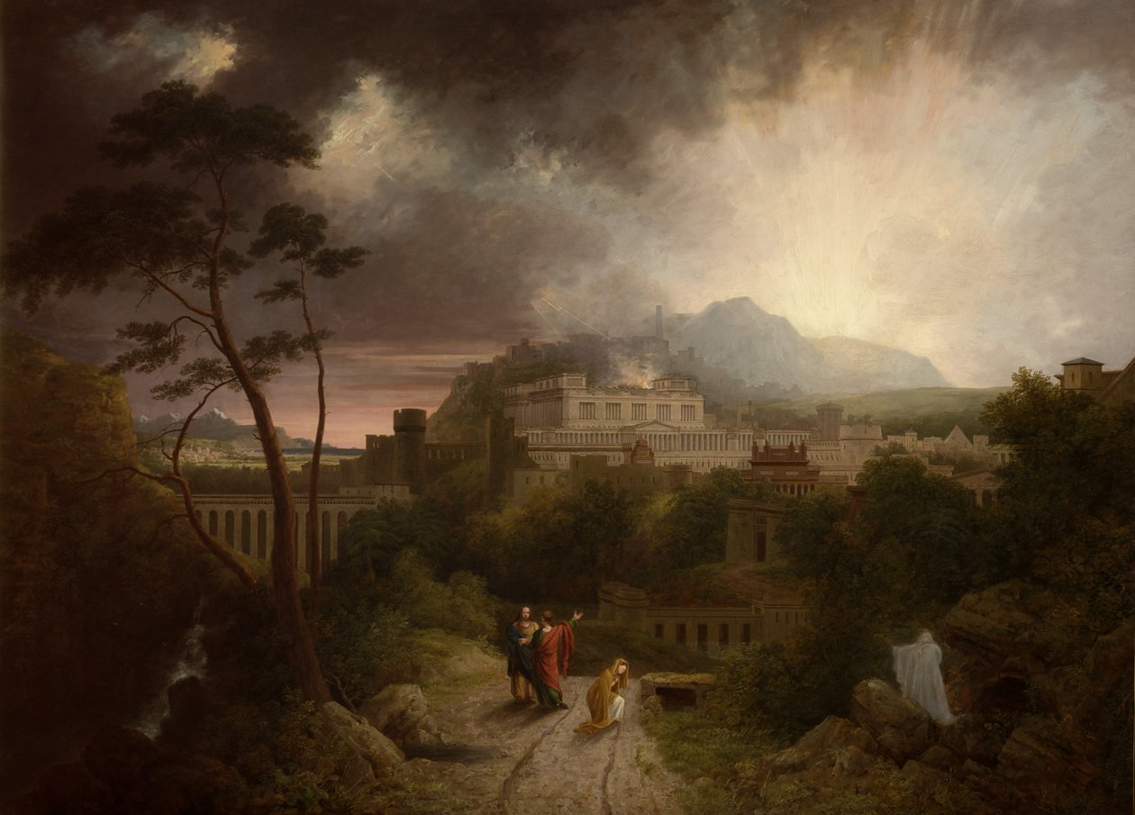 Cristo apareciendo a María Magdalena con una vista de Jerusalén más allá en el momento de la crucifixión de Thomas Christopher Hofland