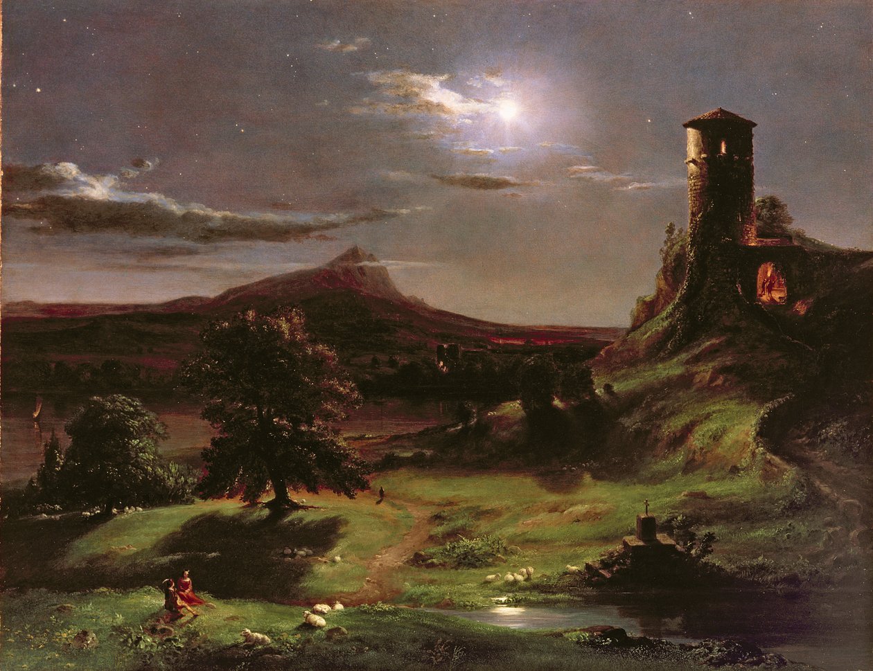 Paisaje (Luz de luna), c.1833-34 de Thomas Cole