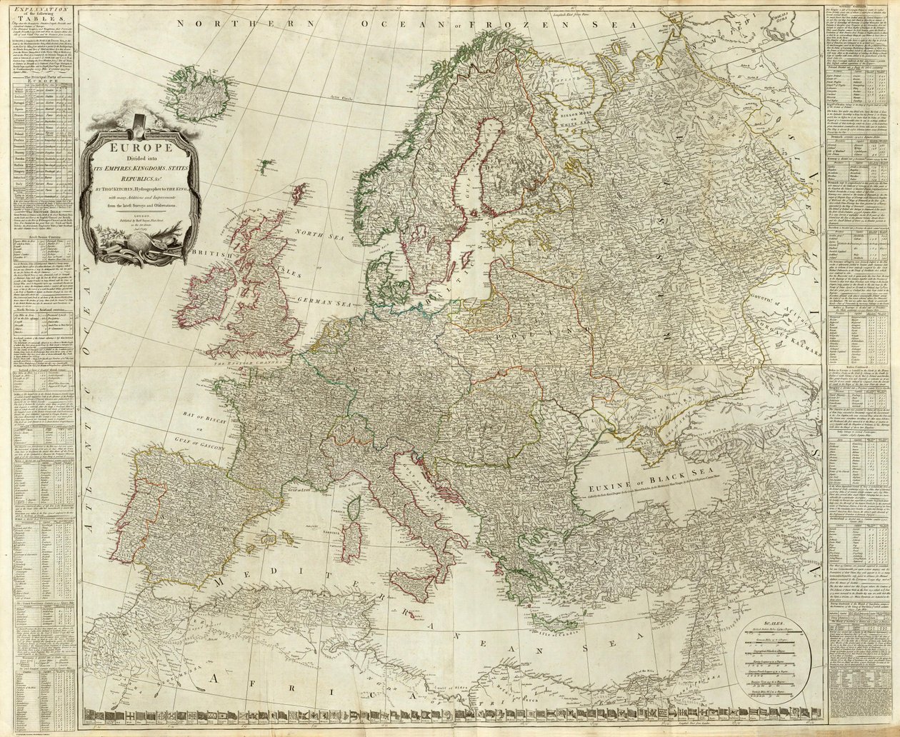 Europa dividida en sus imperios, reinos, estados, repúblicas de Thomas Kitchin