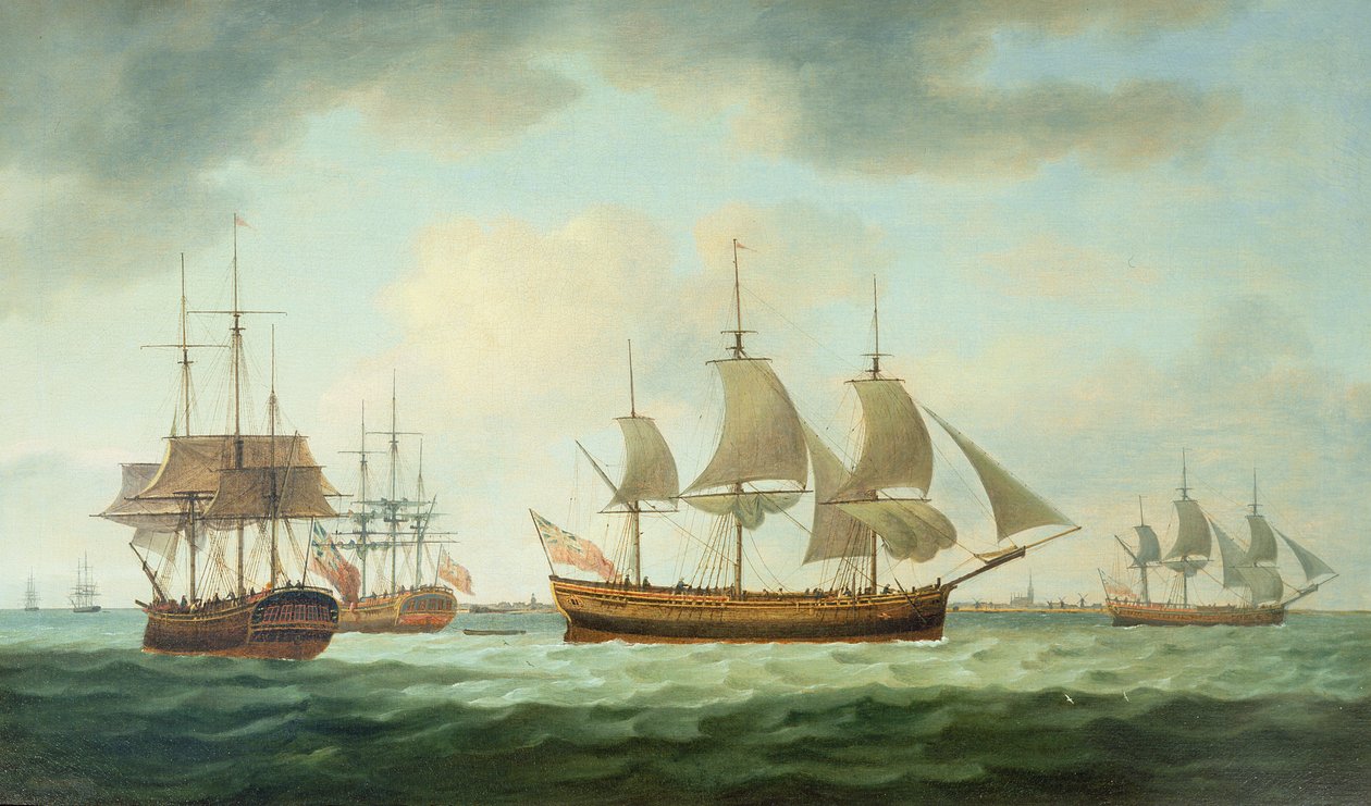 Buques mercantes frente a la costa, 1783 de Thomas Luny