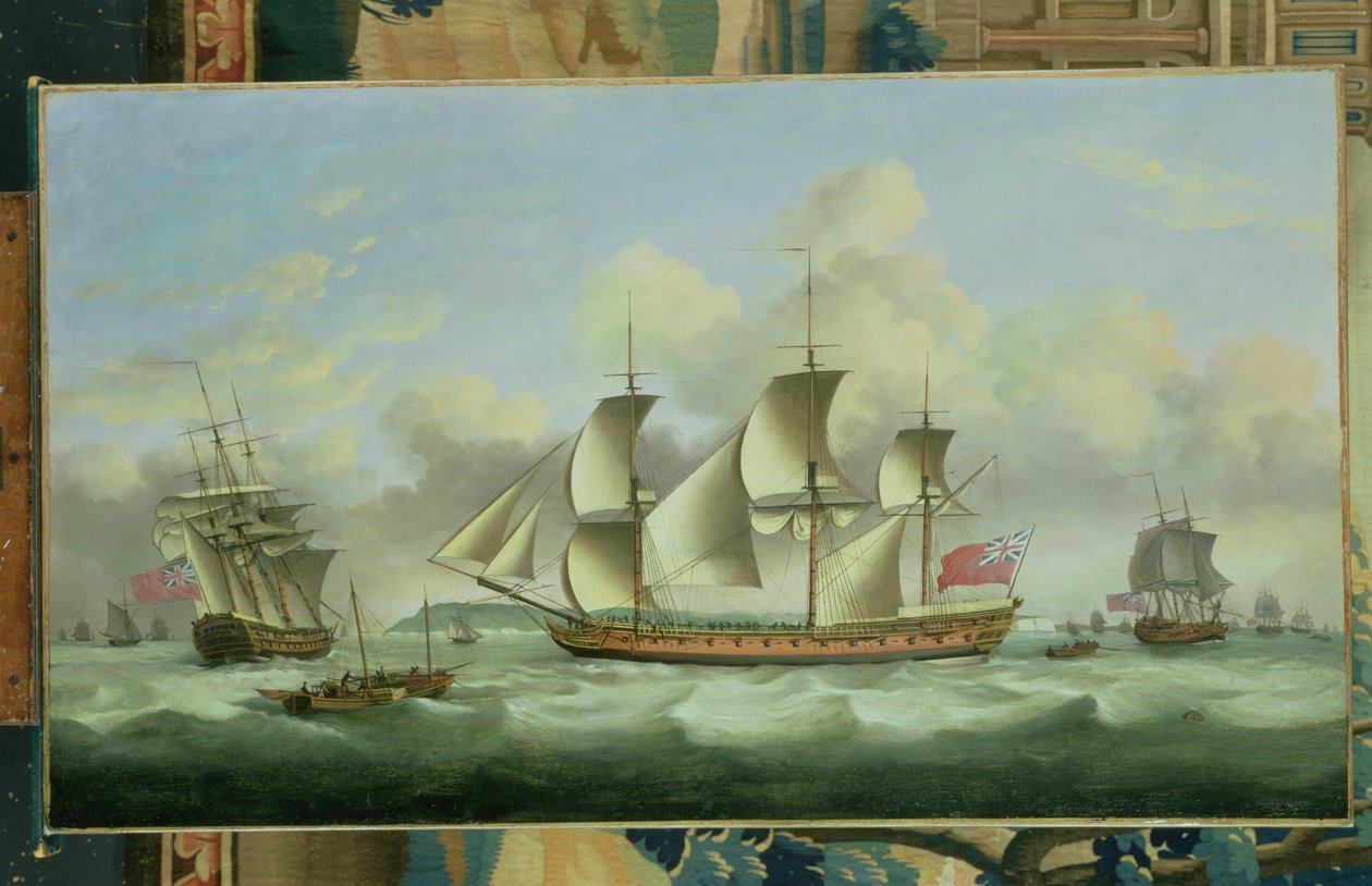 Tres Fragatas Británicas en Alta Mar, 1782 de Thomas Luny