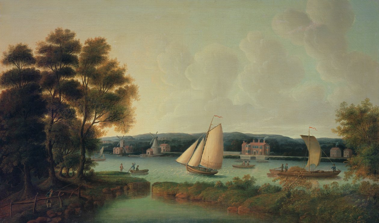 El yate Union frente a Battersea, c.1750 de Thomas Priest