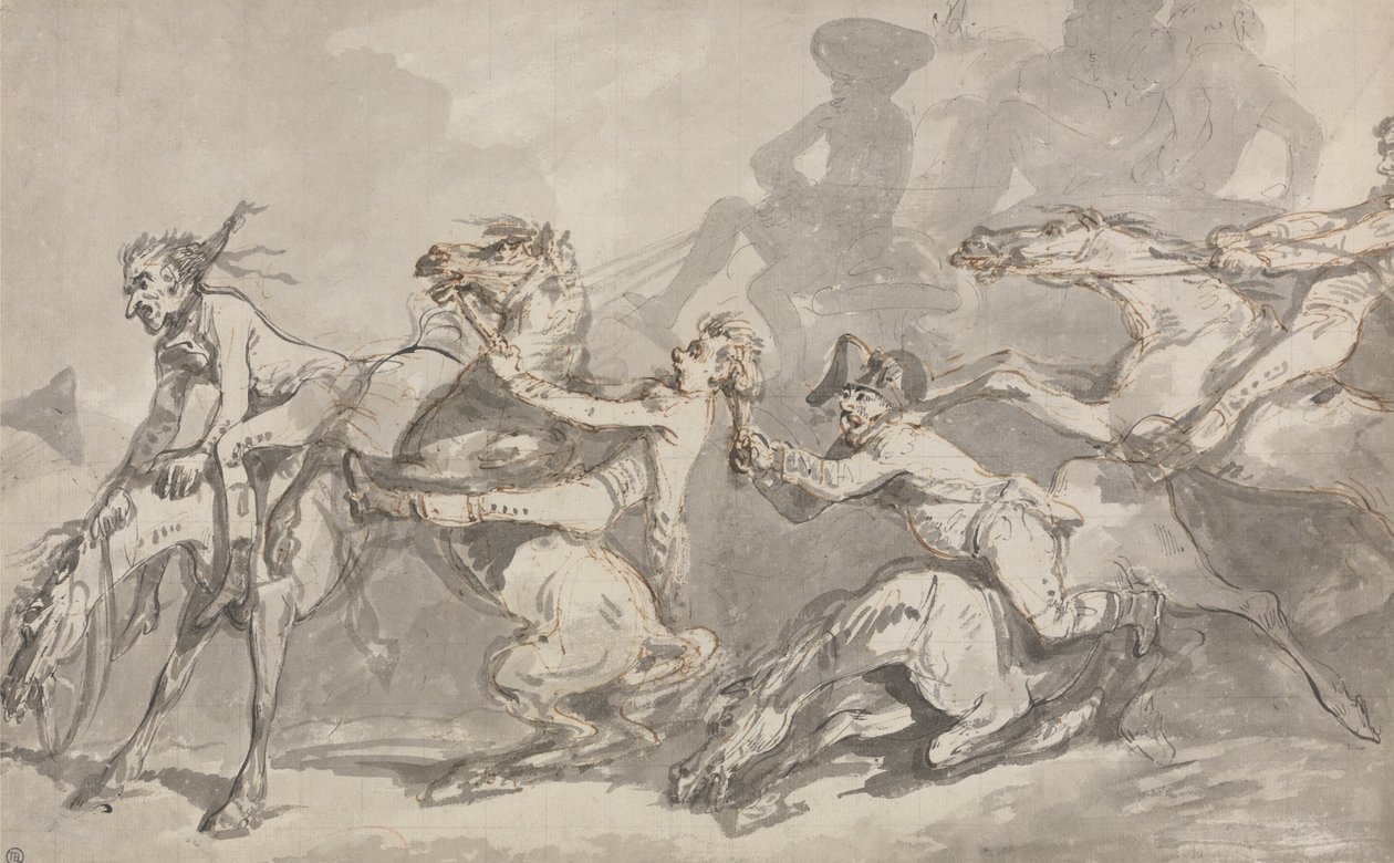 Jinetes colisionando de Thomas Rowlandson