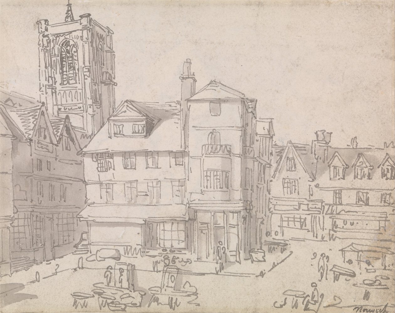 Plaza del mercado de Norwich de Thomas Rowlandson
