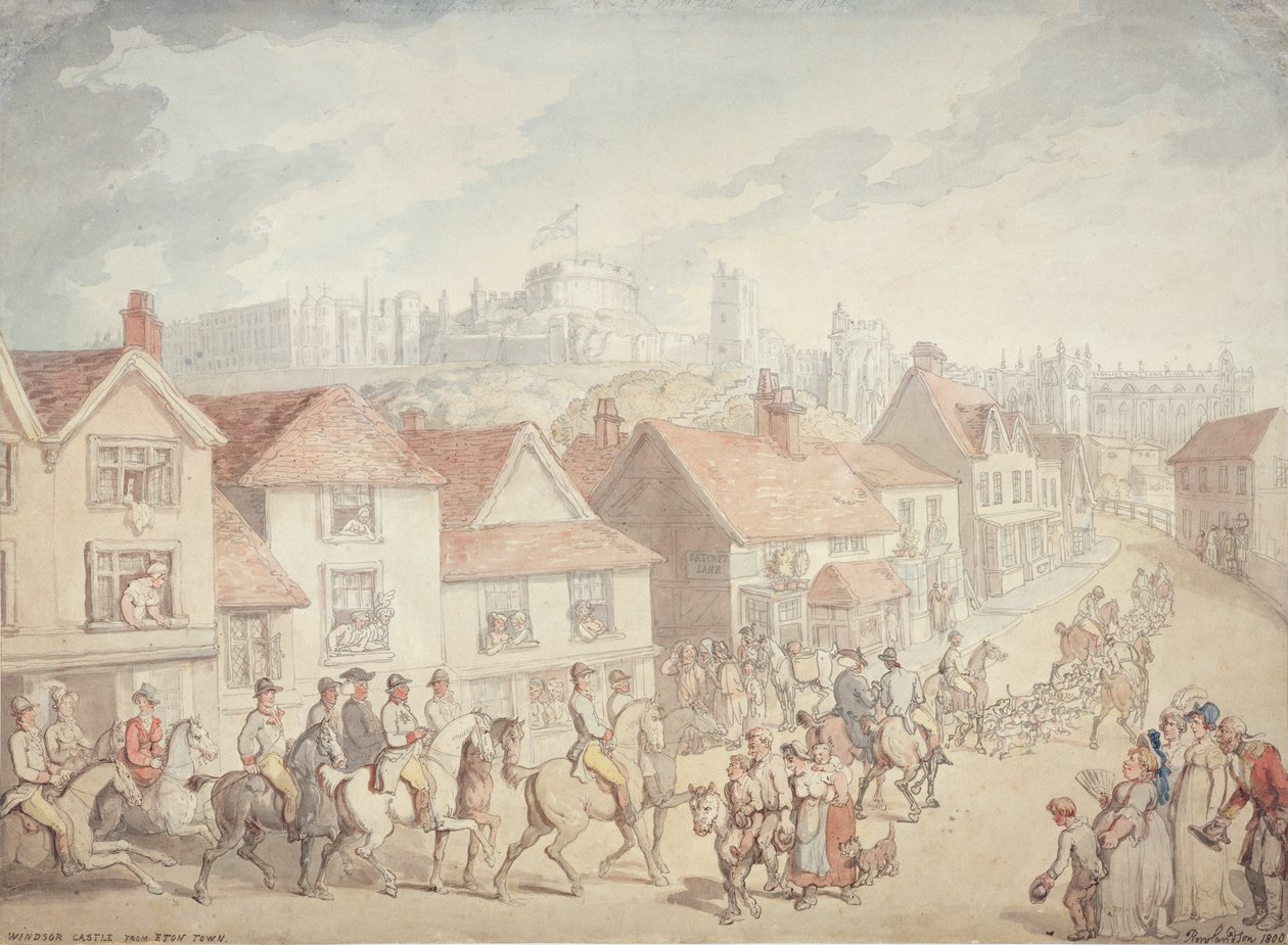 Castillo de Windsor desde la ciudad de Eton, 1800 de Thomas Rowlandson