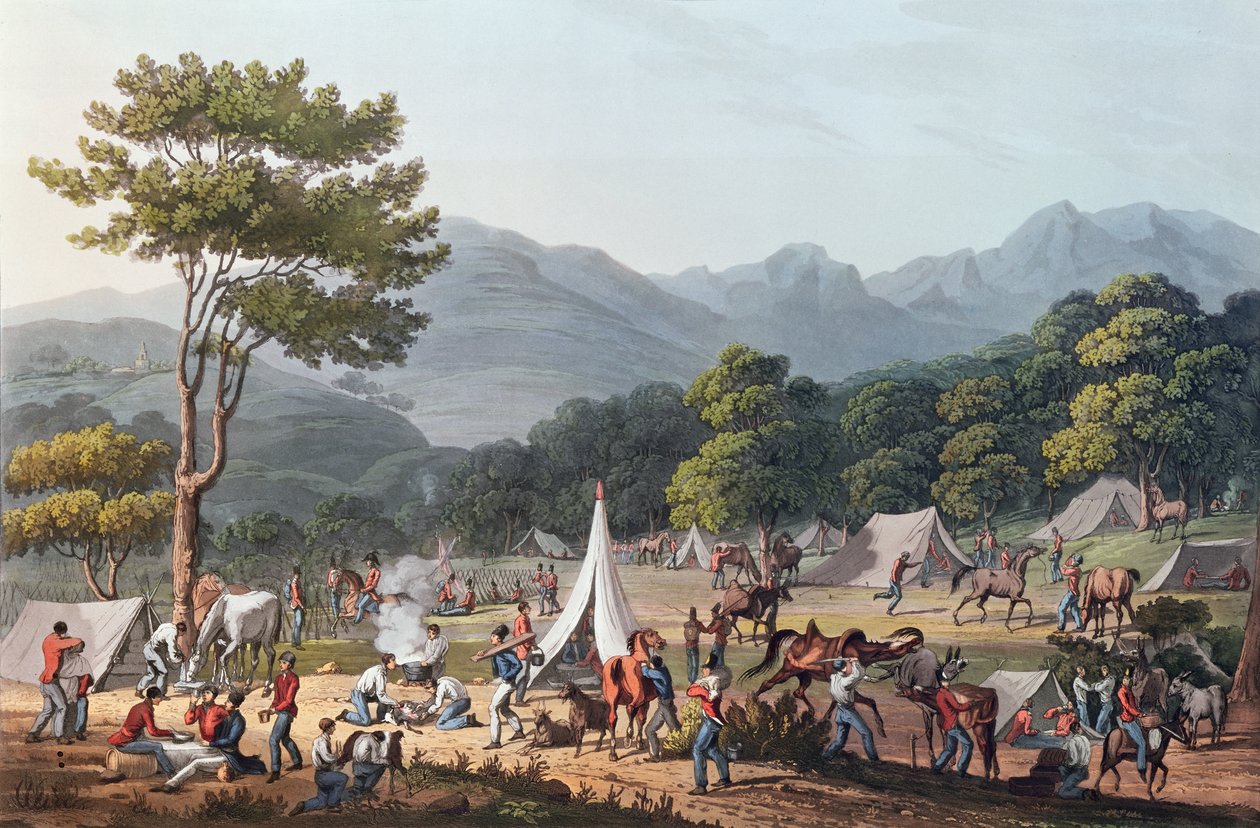 Tropas acampadas cerca de Villa Velha, grabado por C. Turner, 19 de mayo de 1811 de Thomas Staunton St. Clair