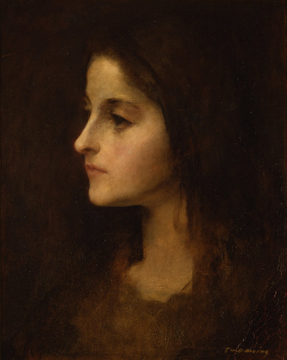 Retrato de una niña, c.1890 de Thomas Wilmer Dewing