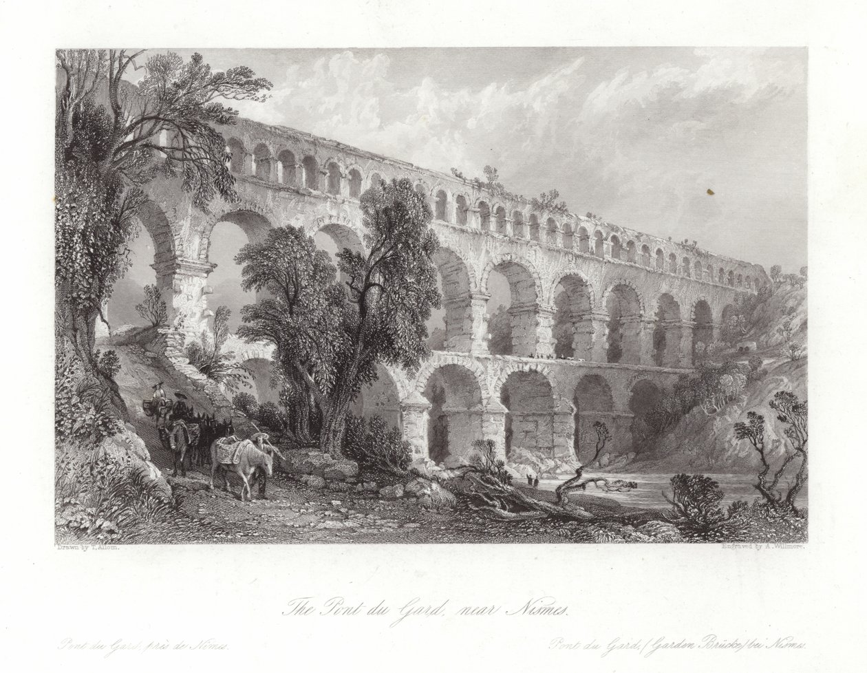 El Puente del Gard, cerca de Nismes de Thomas Allom