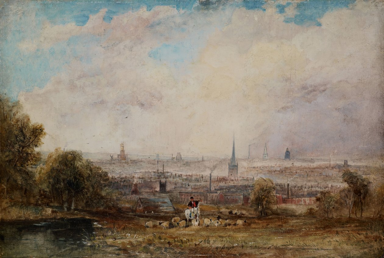Vista distante de Birmingham, 1825-1830 de Thomas Creswick