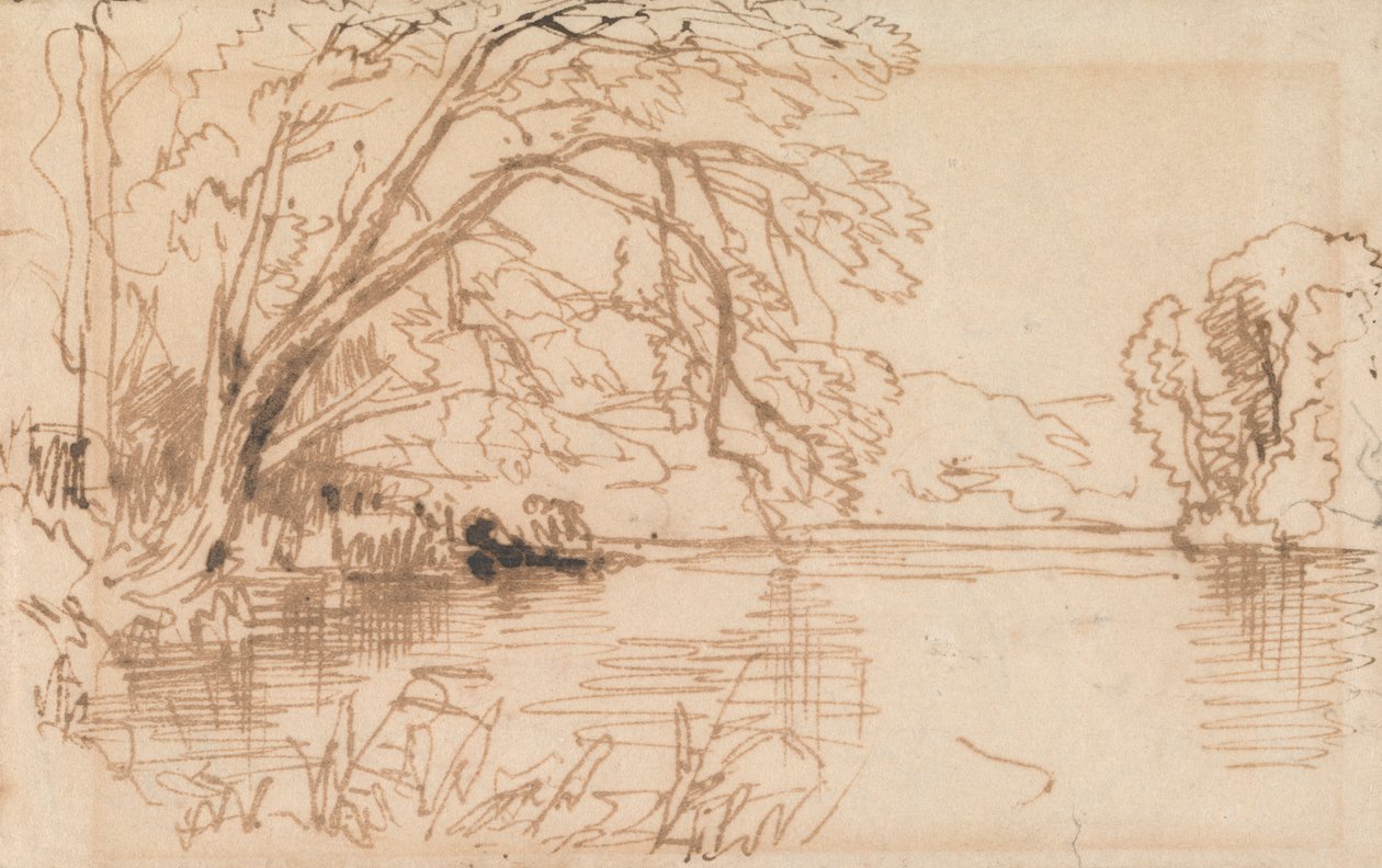 Un árbol sobre un río de Thomas Creswick