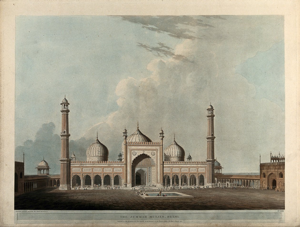 El Jummah Musjed, Delhi de Thomas Daniell