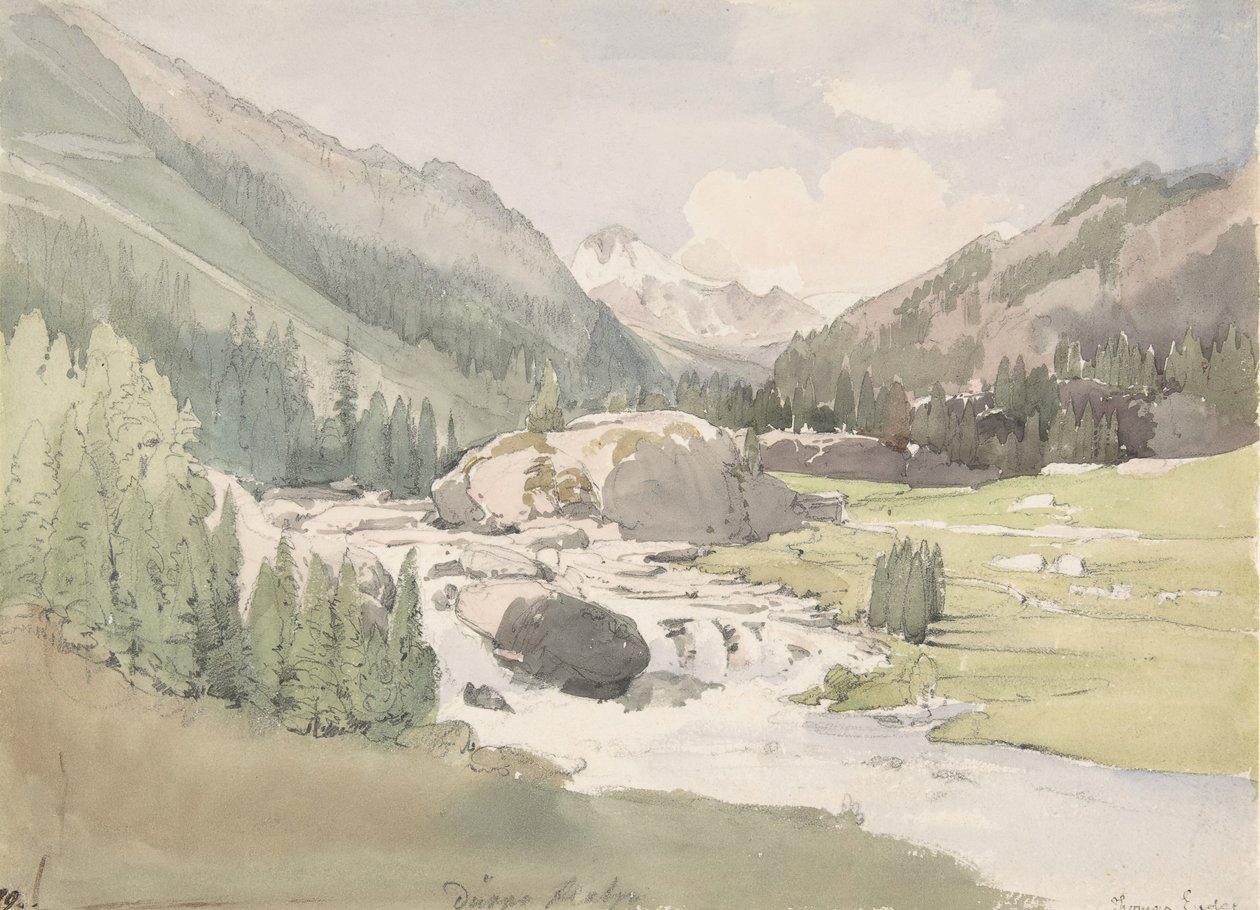 Valle de montaña, principios-mediados del siglo XIX de Thomas Ender