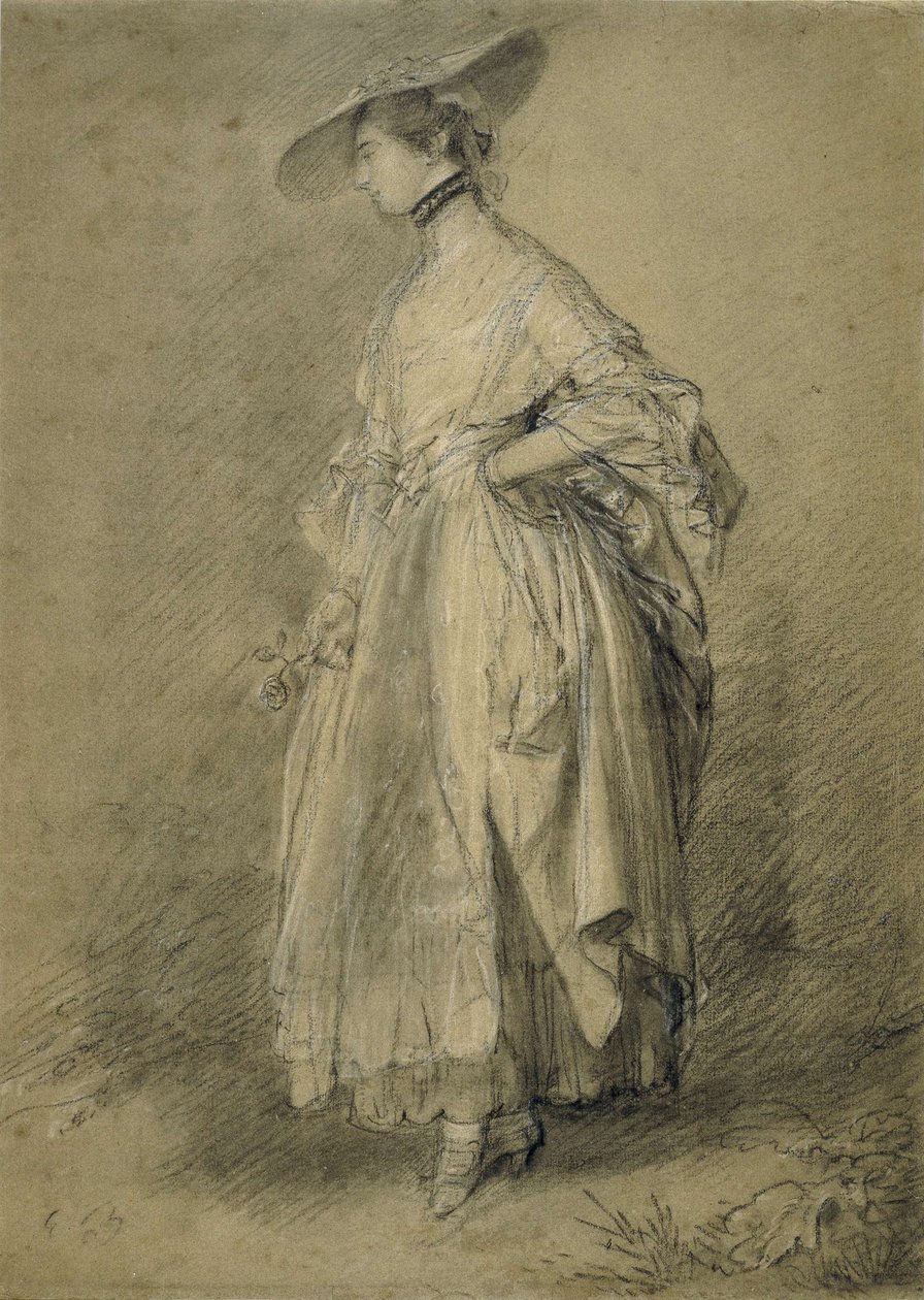 "Una mujer con una rosa" de Thomas Gainsborough