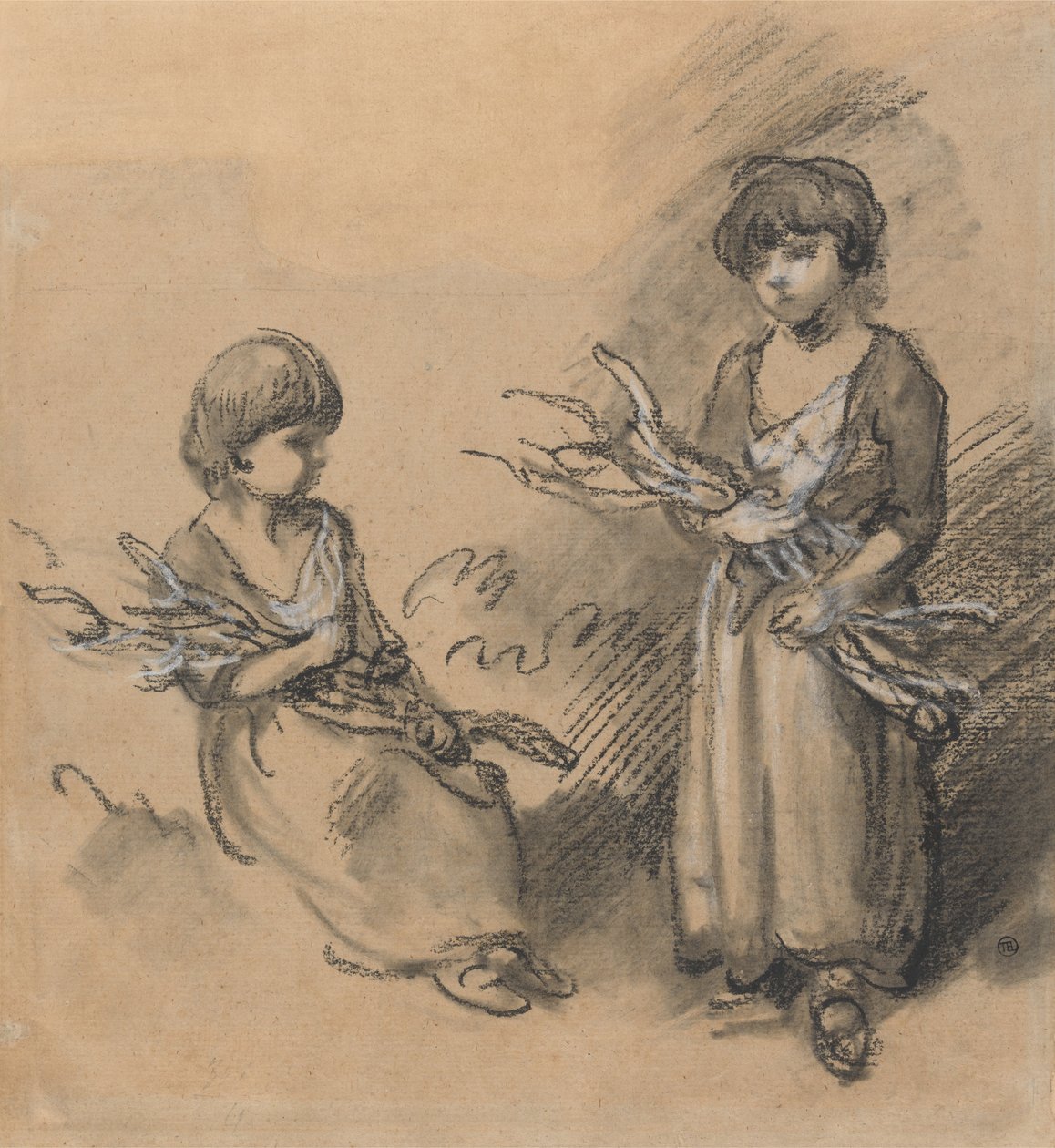 Estudios de chicas llevando ramas de Thomas Gainsborough