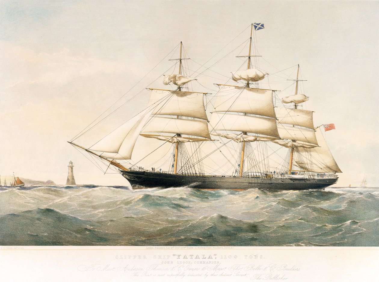 Litografía del clíper "Yatala de Thomas Goldsworth Dutton