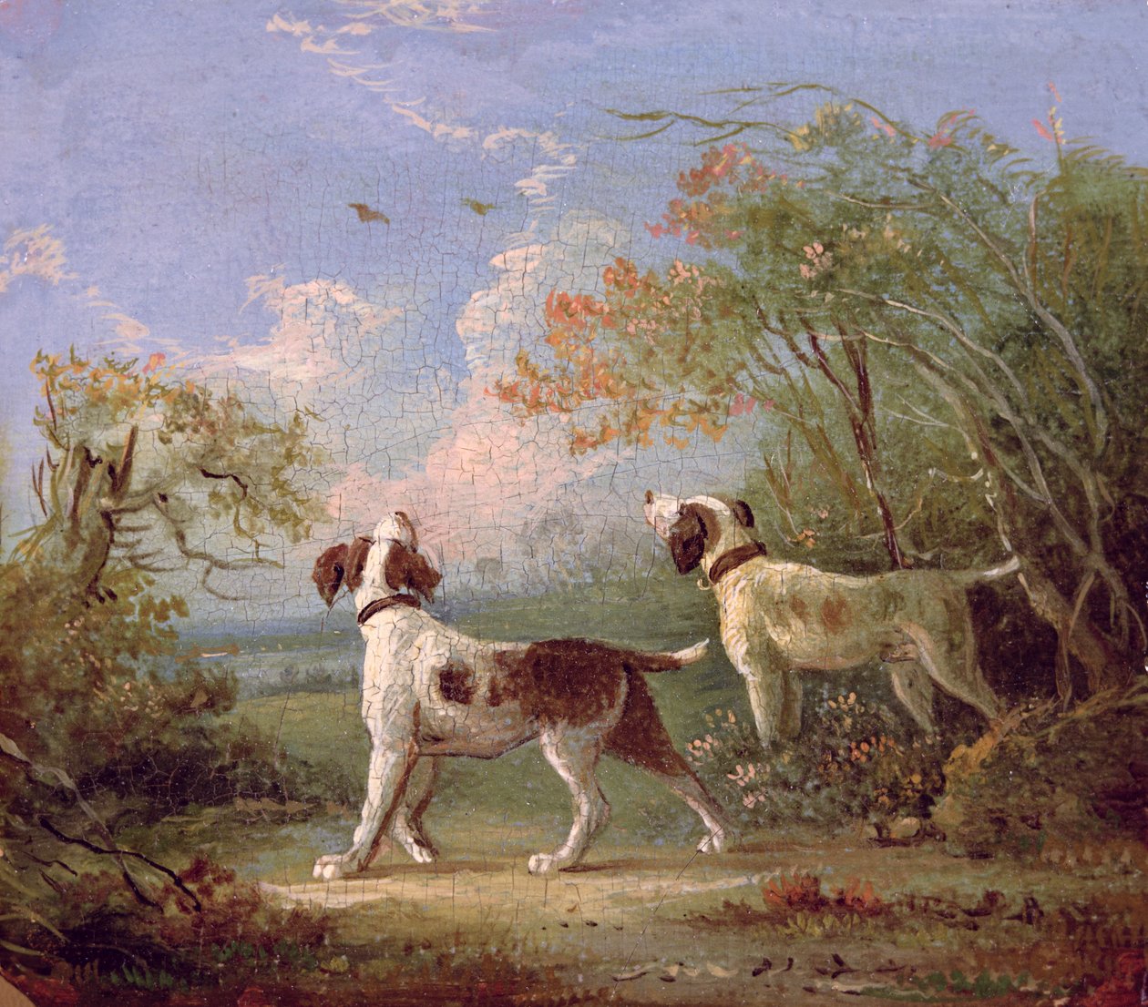 Spaniels en un paisaje de Thomas Hand