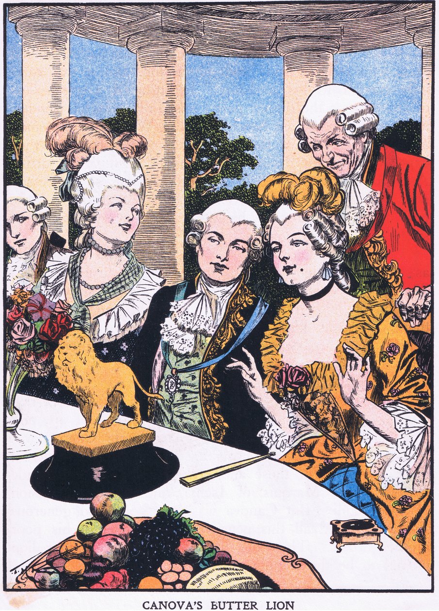 El león de mantequilla de Canova (litografía en color) de Thomas Heath Robinson
