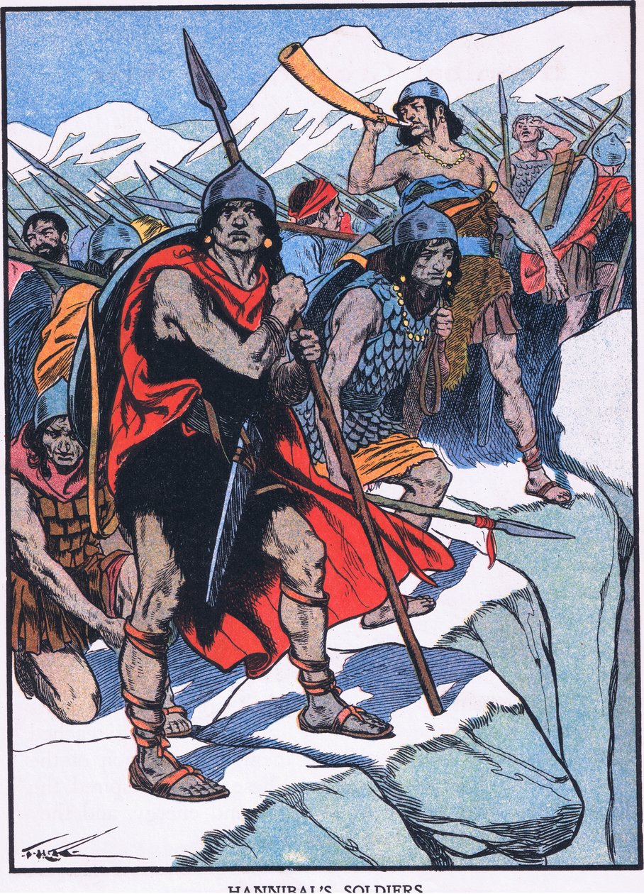 Soldados Hannibals (litografía en color) de Thomas Heath Robinson