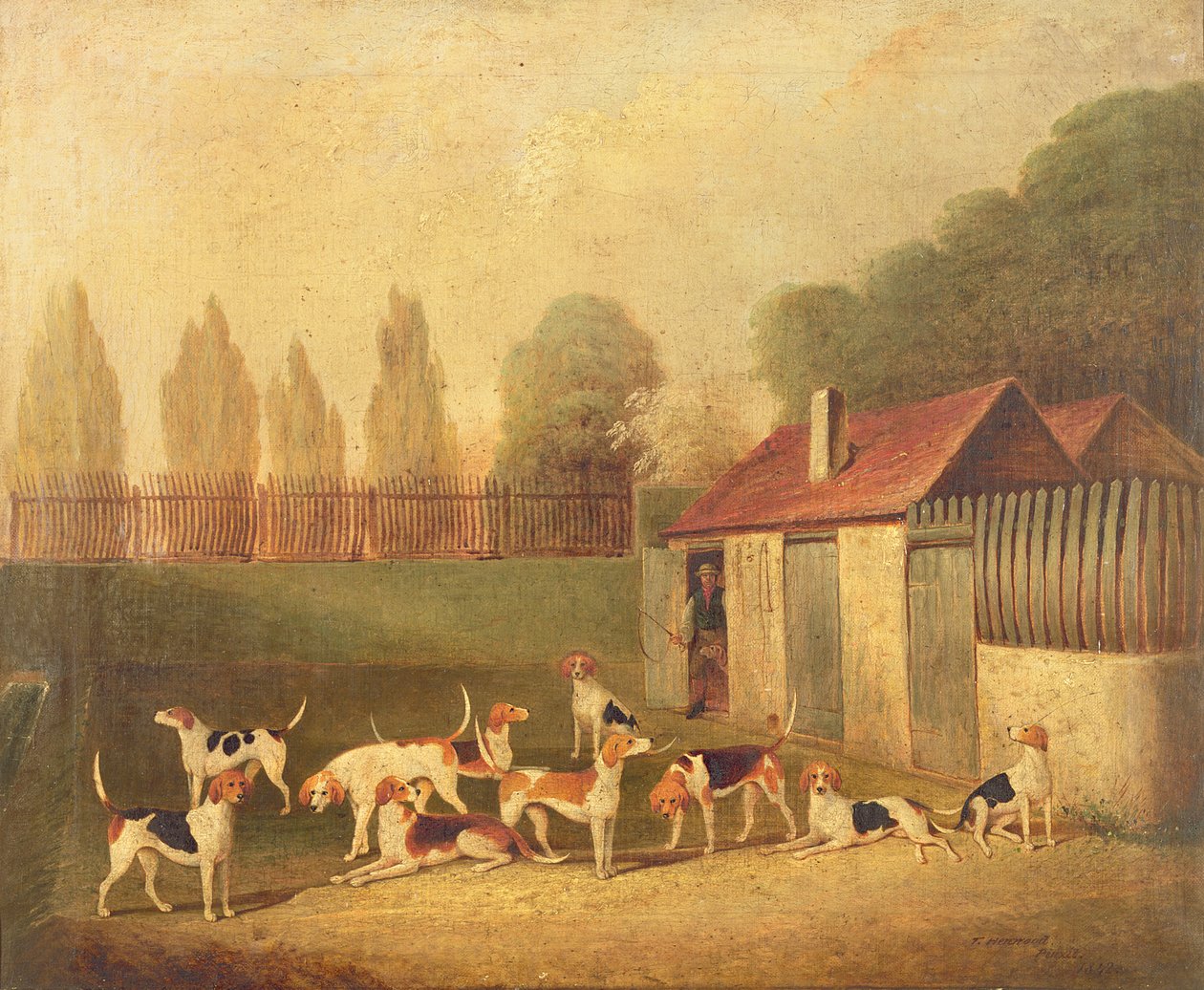 Perros de caza en un patio de perrera de Thomas Henwood