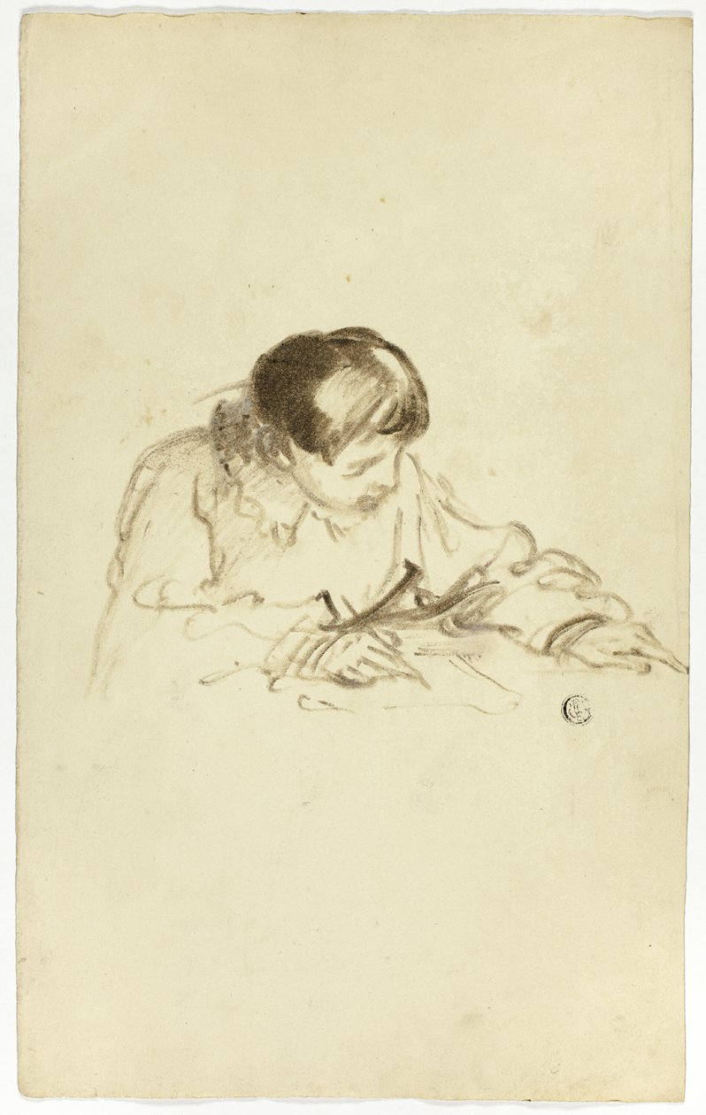 Niño escribiendo o dibujando de Thomas Jones Barker