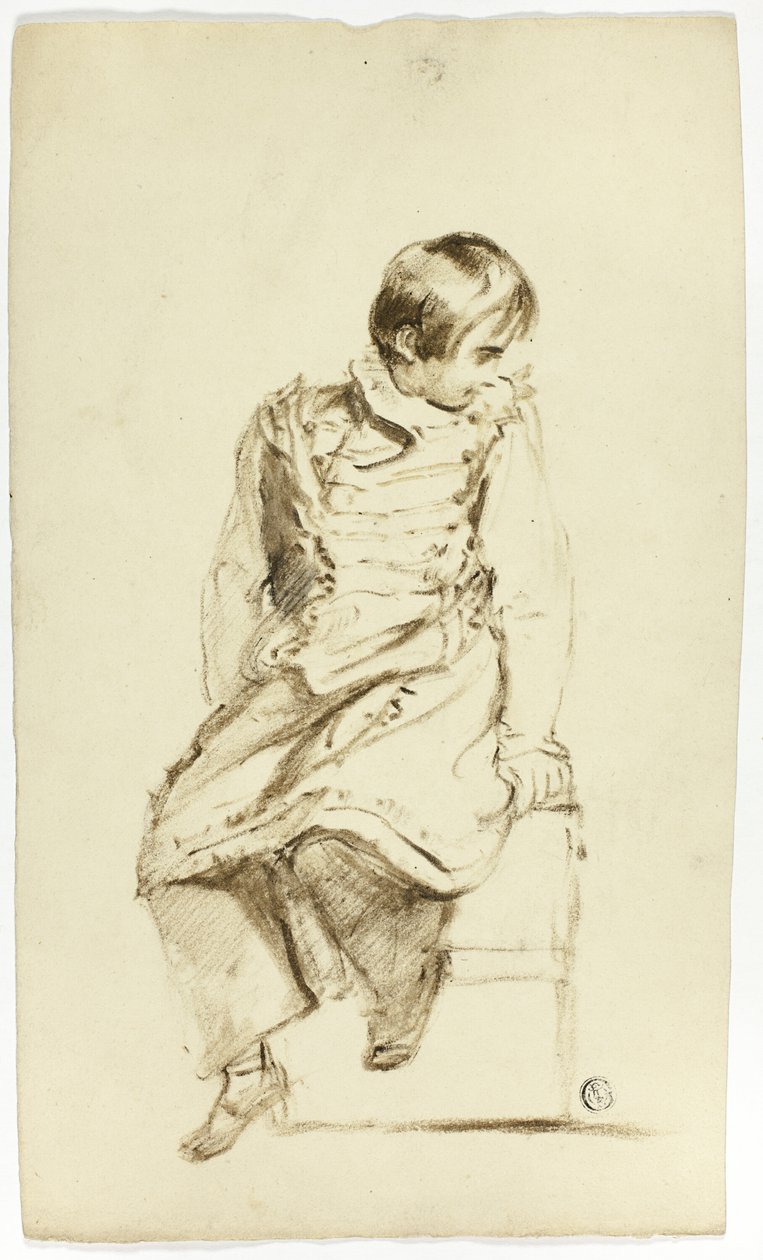 Niño sentado, mirando de lado de Thomas Jones Barker