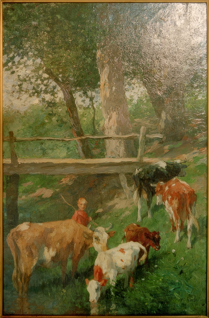 Pastor con vacas de Thomas Ludwig Herbst