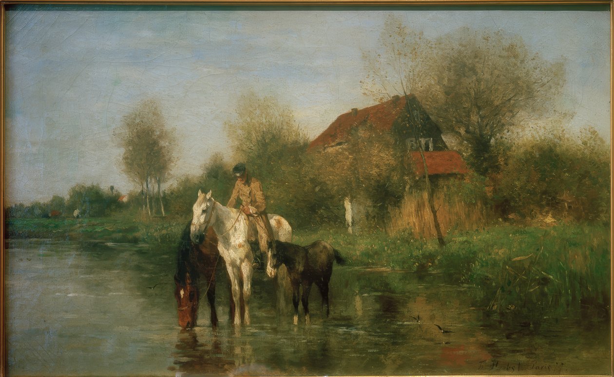 Caballos en el agua de Thomas Ludwig Herbst