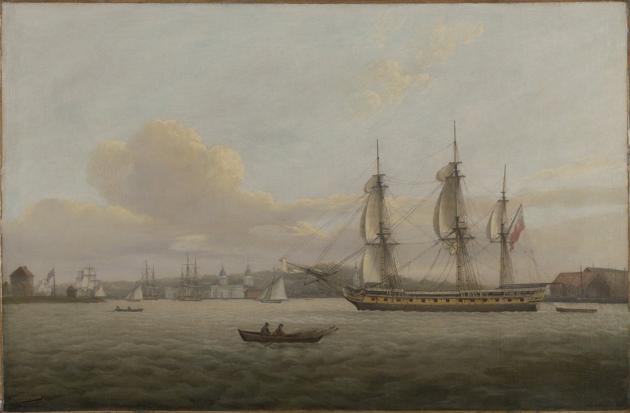 HMS "Pomone" frente a Greenwich de Thomas Luny