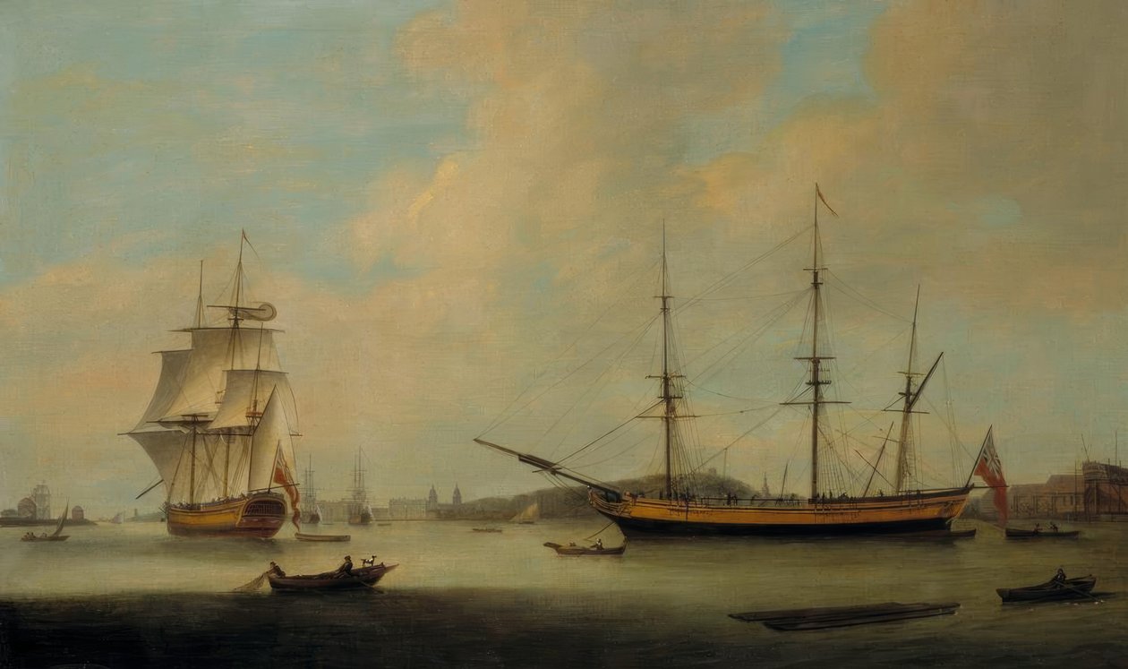 El barco estadounidense Granville frente a Deptford de Thomas Luny