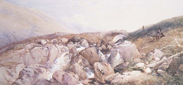 Un descanso junto a un arroyo en las Tierras Altas de Thomas Miles Richardson