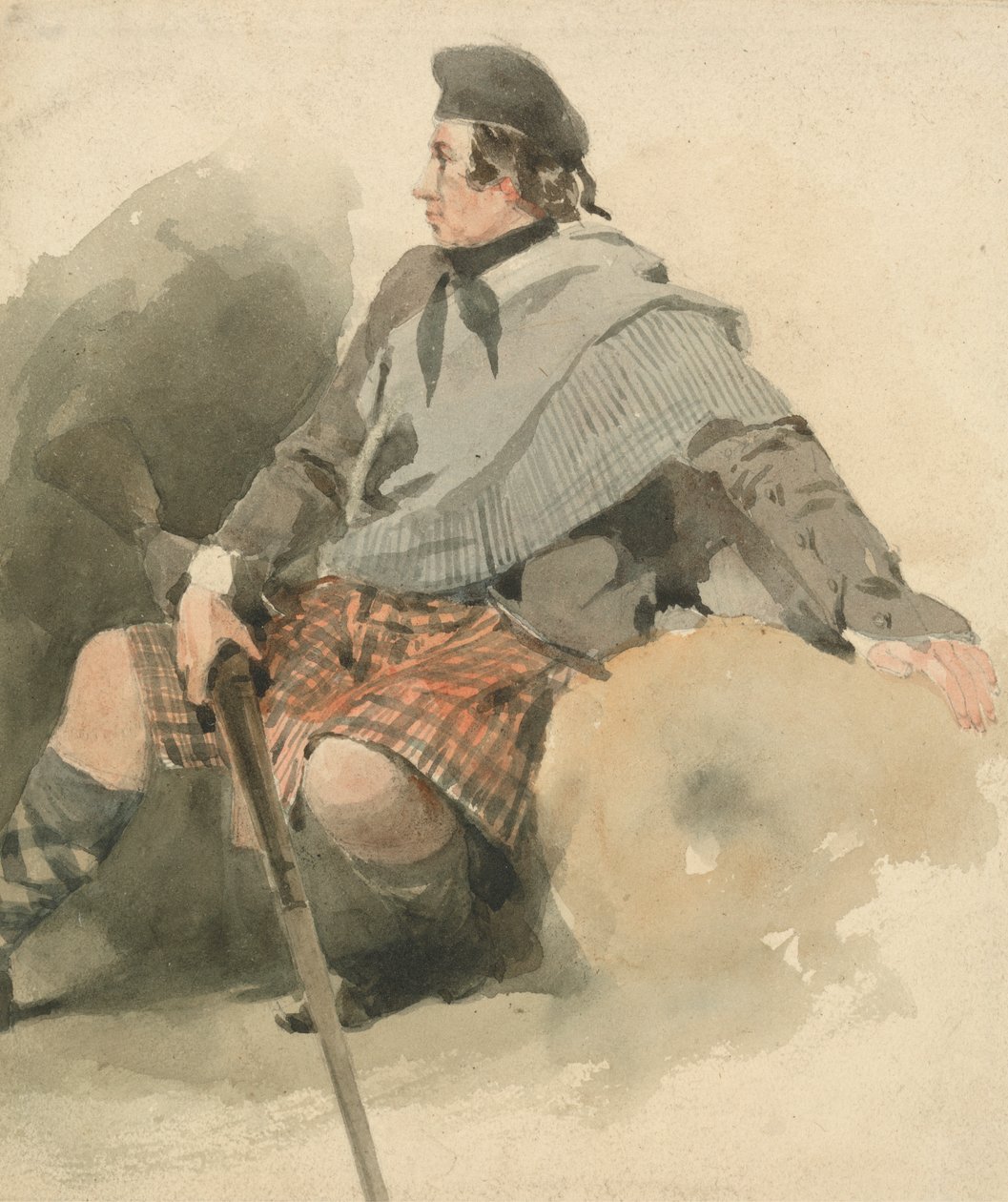 Un Highlander sentado de Thomas Miles Richardson Sr.