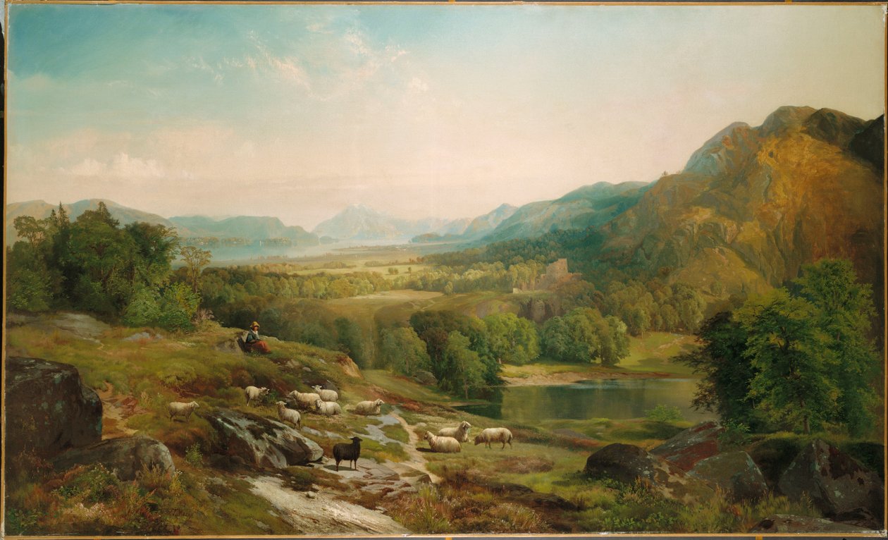 Cuidando el Rebaño, c.1867 de Thomas Moran