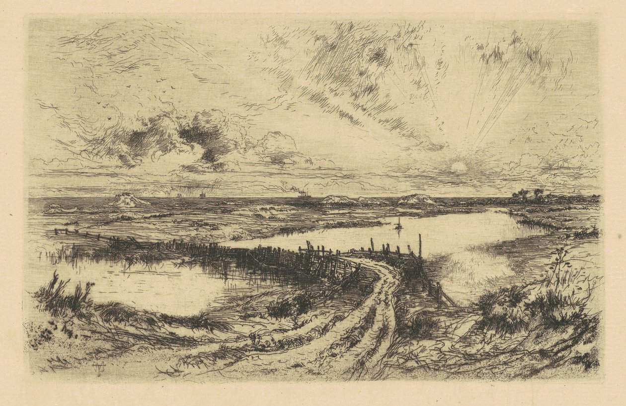Amanecer—El estanque, Easthampton, Long Island de Thomas Moran