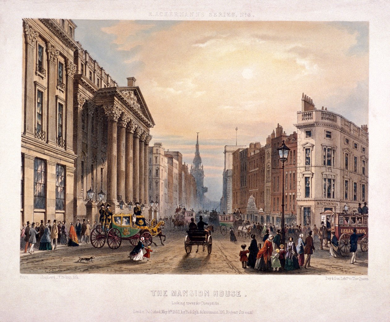 Mansion House y Cheapside, Londres, 1851 de Thomas Picken