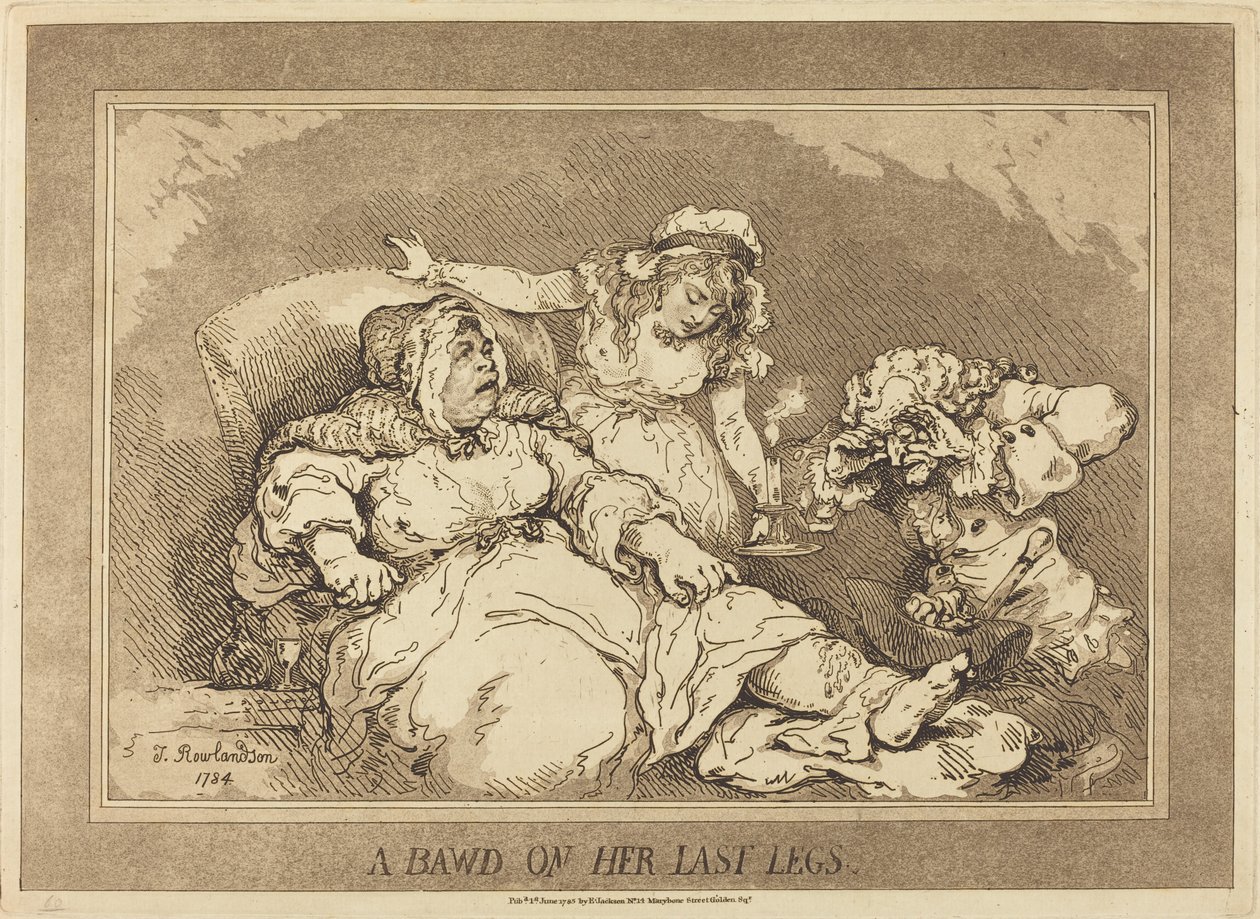 Una alcahueta en sus últimas piernas de Thomas Rowlandson