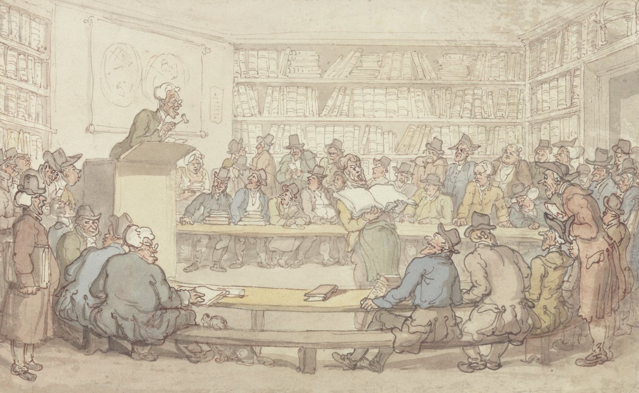 Una subasta de libros de Thomas Rowlandson