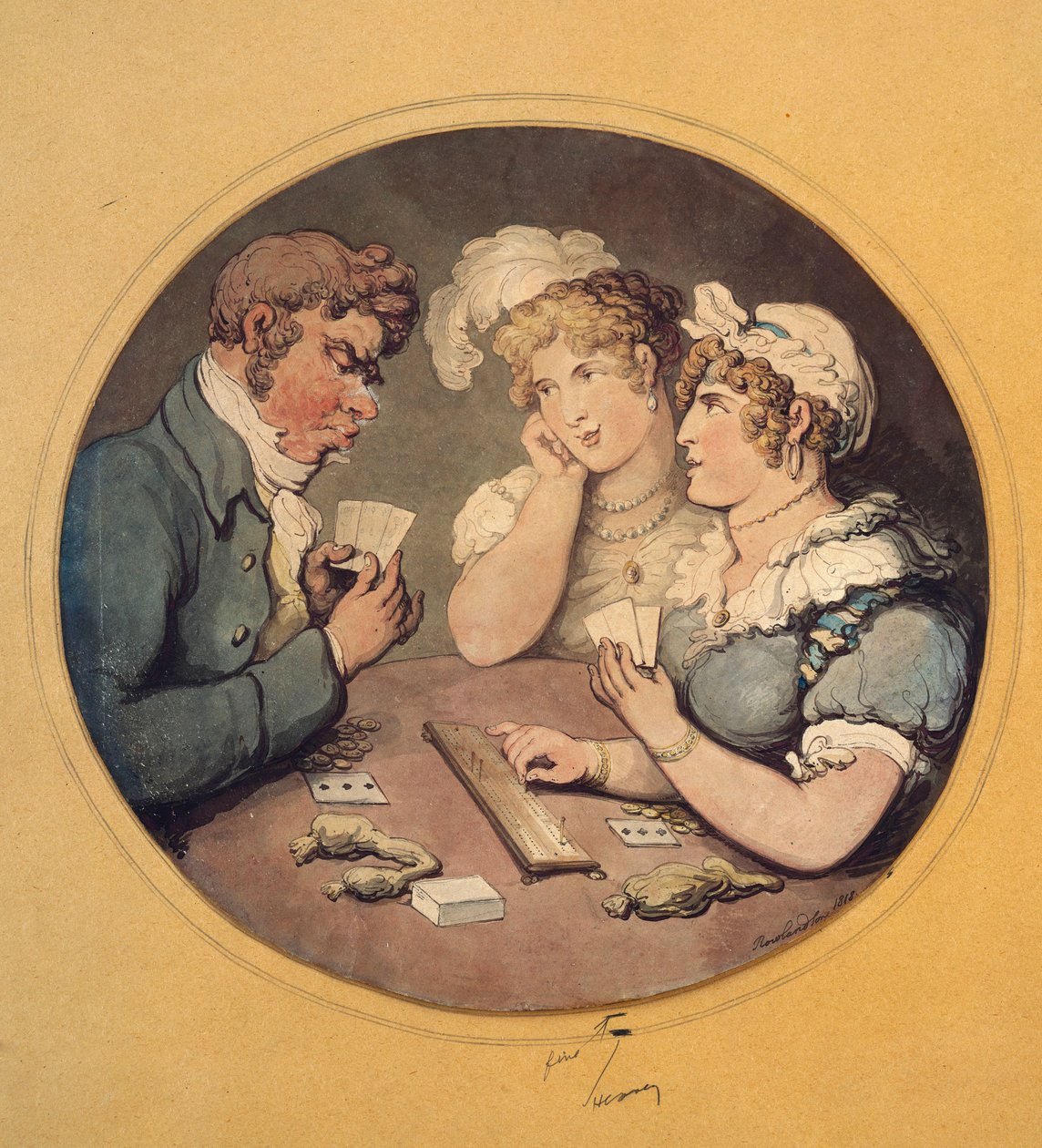 Un juego de cribbage, 1818 de Thomas Rowlandson