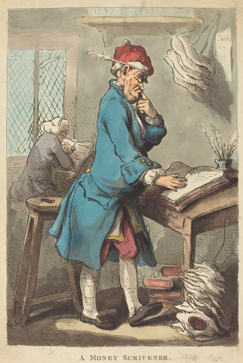 Un escribano de dinero de Thomas Rowlandson