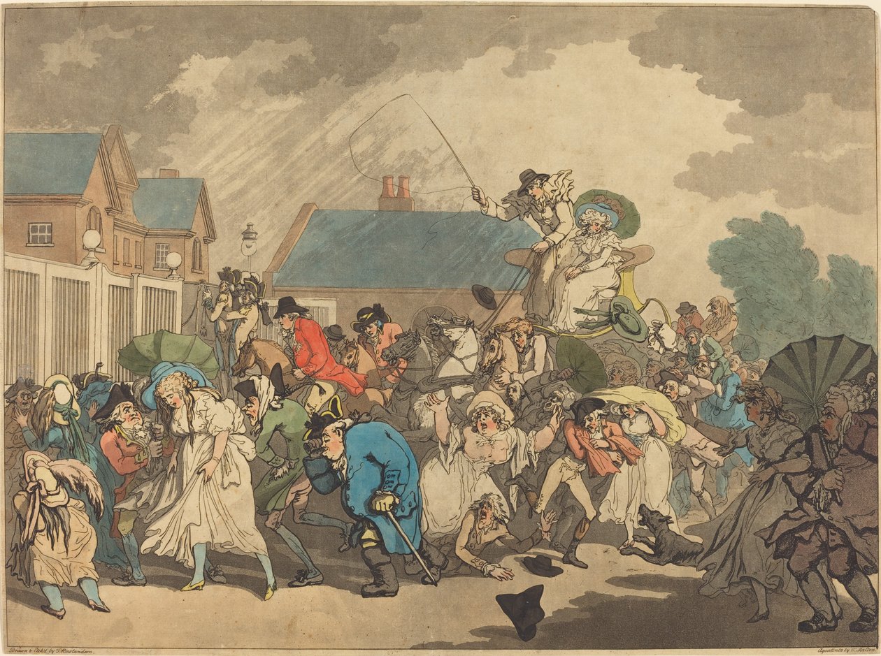 Una tormenta en Hyde Park de Thomas Rowlandson