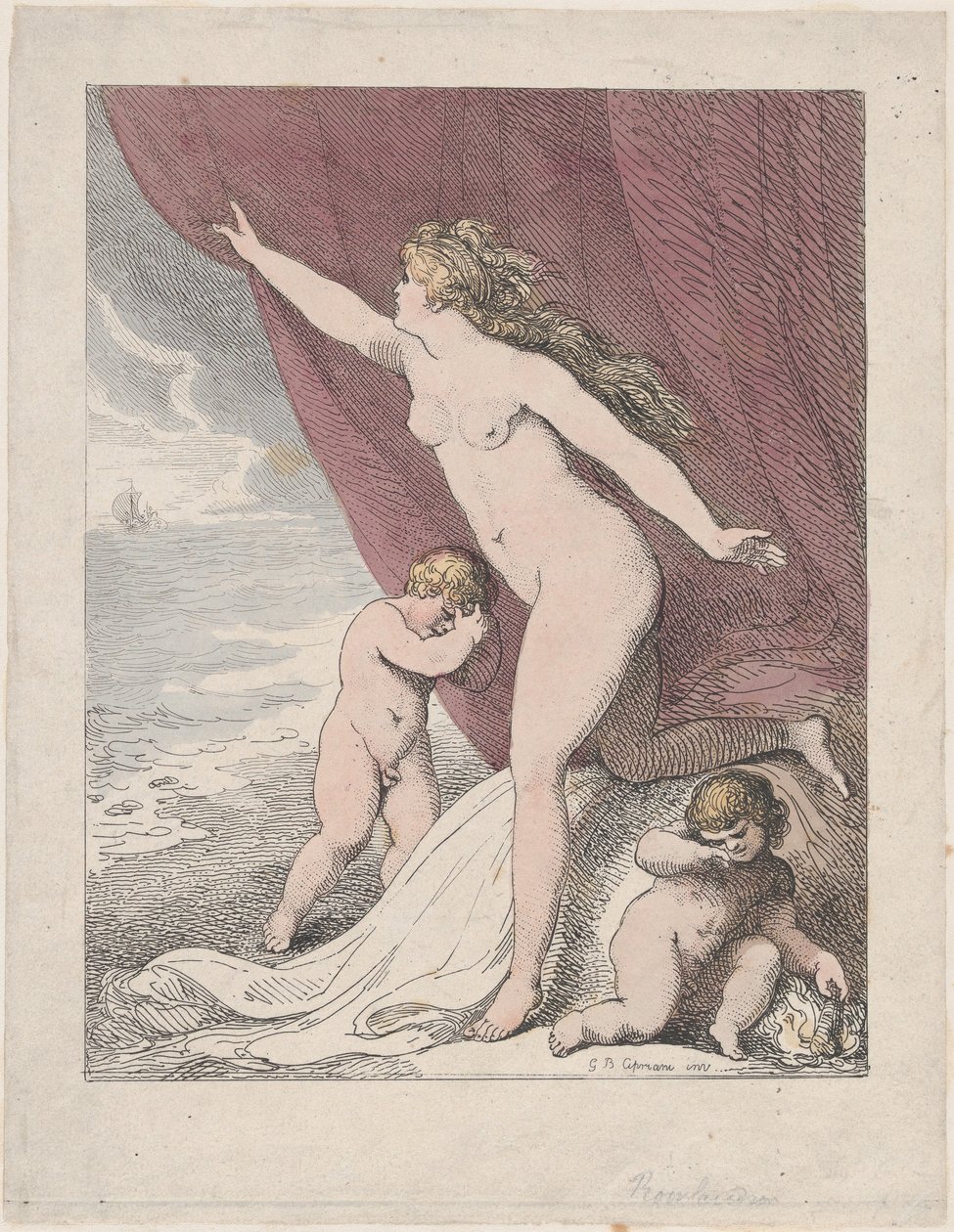 Ariadna abandonada por Teseo de Thomas Rowlandson